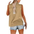 thumbnail image 7 of FAVIPT Plus Size Linen Shirts for Women Sleeveless V Neck Soft Tops Gauze Collared Solid Color Tunic Tees Casual Fashion Summer 2025 Blouses Khaki,S, 7 of 7