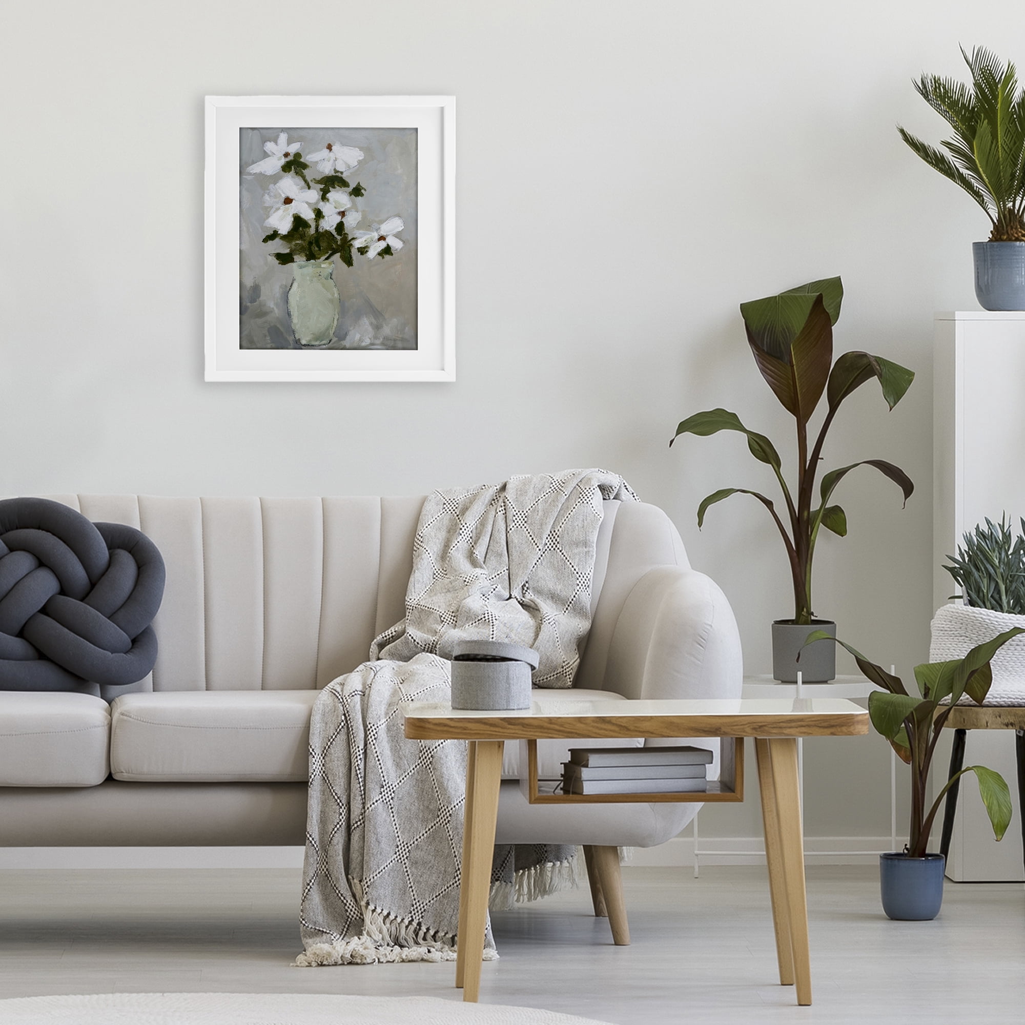Stupell Industries Cosmos Flowers Serene Rustic Vase White Framed Print Under Glass, design by Chloe Elliot