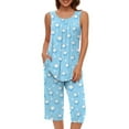 thumbnail image 2 of FAIWAD Womens Short Pajama Set 2 Piece Summer Sleepwear Set Sleeveless Tank Tops and Capri Short Pant, 2 of 6