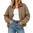 thumbnail image 2 of Byworldtasic Women’s Barn Jacket Loose Zipper Utility Coat Cinchable Hem Workwear Jacket with Pockets, 2 of 6