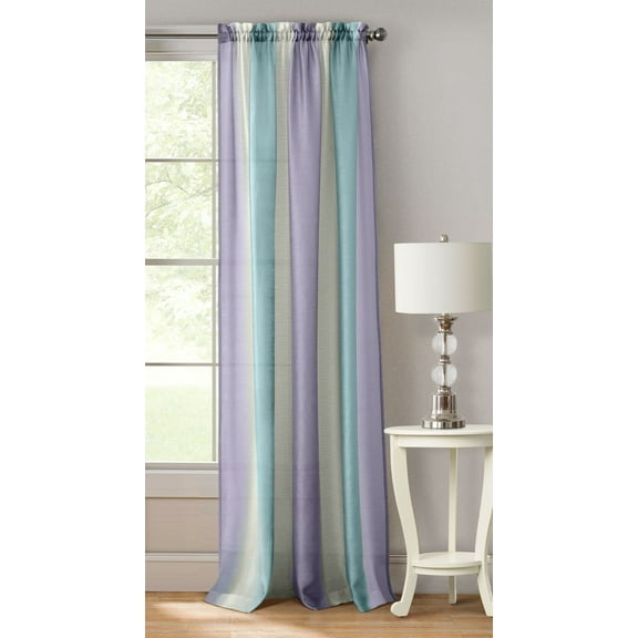 Traditional Elegance Prism Rod Pocket Window Curtain Panel - 50x63 - Lilac/Turquoise