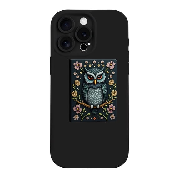 Owl Floral Pattern iPhone 15 Pro Case - Lightweight Yellowing Resistant Intricate Design with Vibrant Colors