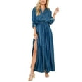 thumbnail image 1 of Robe en Denim Fendue avec Liens à la Taille, Respirante, Col Rabattu, Robe Longue en Denim à la Mode, Bleu Pâle, L, 1 of 6