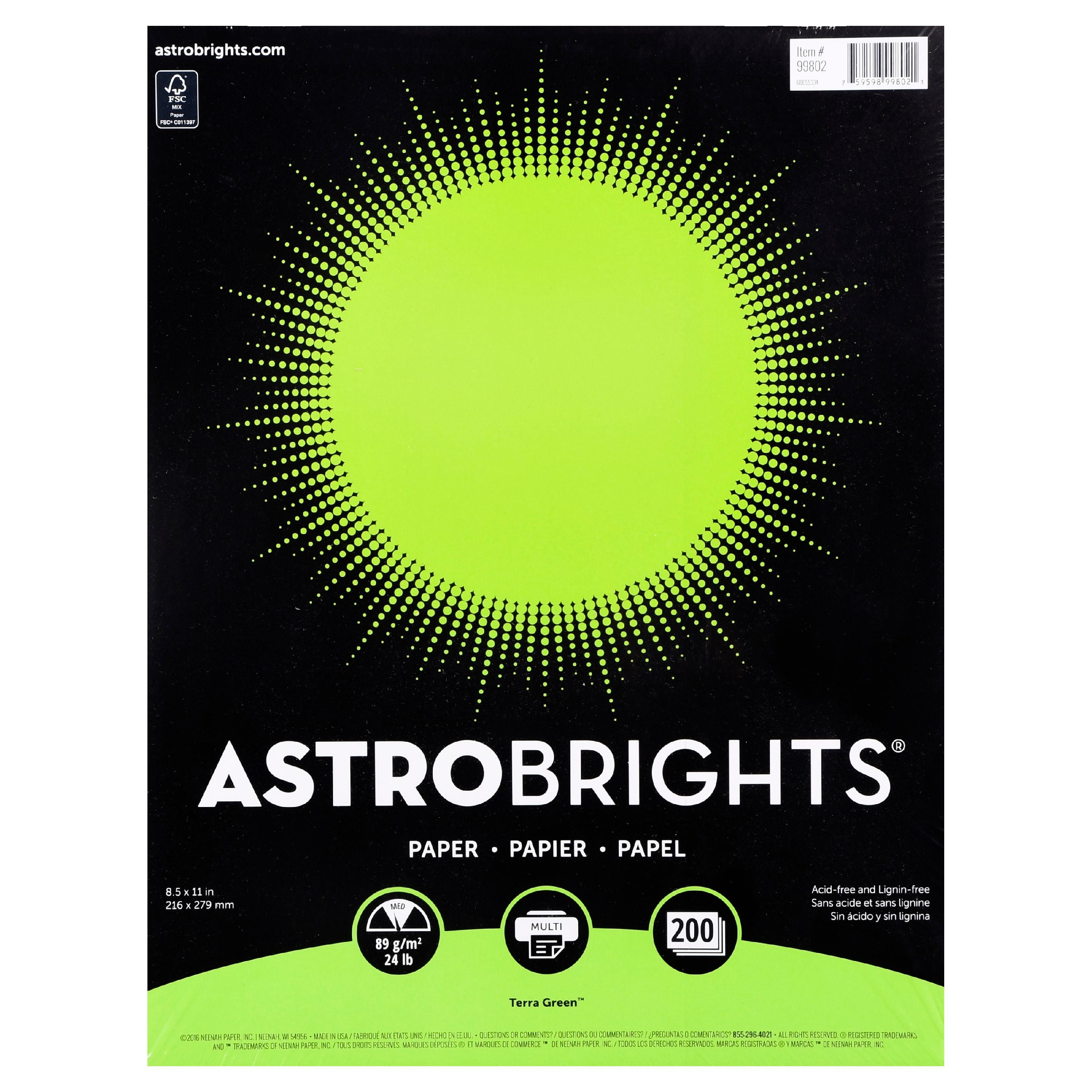 Astrobrights Terra Green Color Paper, 8.5" x 11", 24 lb./89 gsm, 200