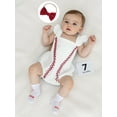 thumbnail image 4 of BemeyourBBs Baby Girls Summer Romper Baseball Embroidery Jumpsuit and Headband, 4 of 9