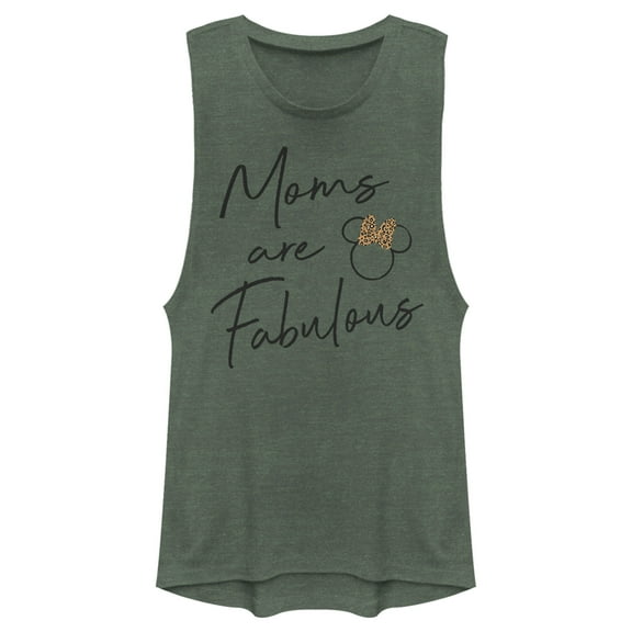 Junior's Mickey & Friends Mother's Day Minnie Logo Festival Muscle Graphic Tee Pine Green Heather Small
