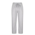 thumbnail image 4 of yillto Mens Cotton Linen Pants Straight Leg Loose Elastic Waist Drawstring Summer Beach Lightweight Pant, 4 of 6
