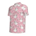 thumbnail image 2 of Balery Rabbit And Flower Printed Men’s Short Sleeve Polo Shirt, Midweight Men's Shirt,Golf Polo shirts -, 2 of 9