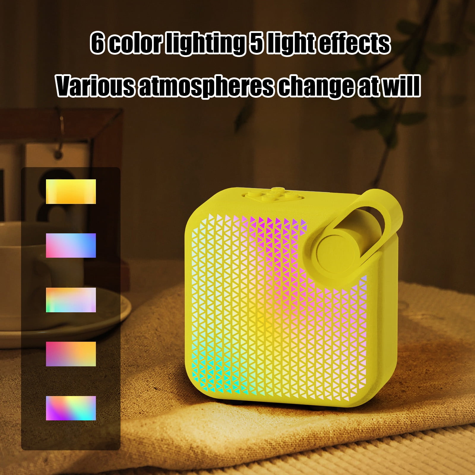 LACKUST RGB Bluetooth Speaker 5.3, Low Latency Wireless Desktop Speaker with Colorful Lights, Room-Filling Sound, Yellow Portable Gaming Movie Speaker