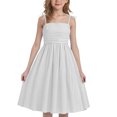thumbnail image 5 of HAOTAGS Girls Dresses,Lightweight Sleeveless Round Neck Mid-Length Summer Bubble Dress White 6-7, 5 of 9