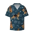 thumbnail image 2 of Lsque German Shepherd Dog print Men's Cuban Collar Short Sleeve Shirt Summer Beachwear Casual Button Down Fashionable Vacation Leisure Shirt-3X-Large, 2 of 7