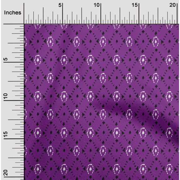 oneOone Cotton Silk Fabric Geometric Block Print Fabric BTY 42 Inch Wide