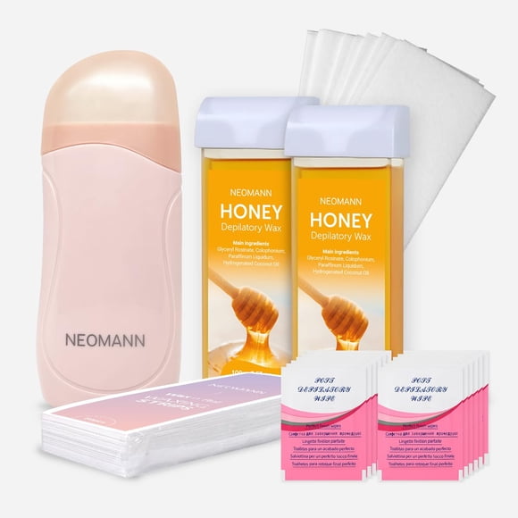Kit de cera roll-on NEOMANN miel con 2 cartuchos y 100 bandas