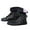 Black, variant on Girls Boys Barefoot Snow Boots Adjustable Strappy Booties Casual Furry Lined Wide Toe Box Flats Shoes