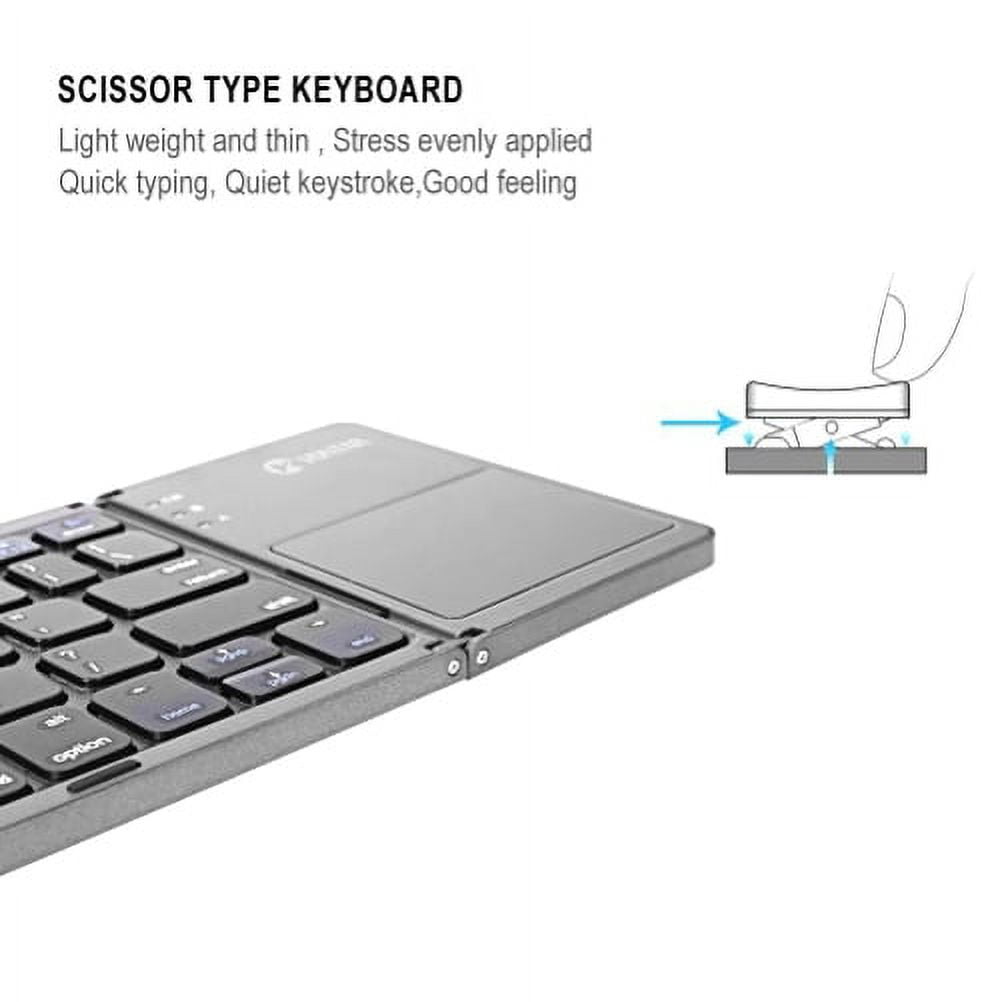 Folding Wireless Keyboard for iPhone 15/Pro/Max/Plus - Bluetooth Rechargeable Portable Compact for iPhone 15/Pro/Max/Plus