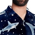 thumbnail image 5 of Starry Shark Men's Hawaiian Shirt, Short Sleeve Printed Button Down Beach Casual Tops, Summer Spread Collar Men's Shirts, 5 of 6