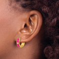 thumbnail image 2 of Auriga Fine Jewelry Stainless Steel Yellow IP-plated Dark Pink Enamel and CZ Hoop Earrings for Women, 2 of 6