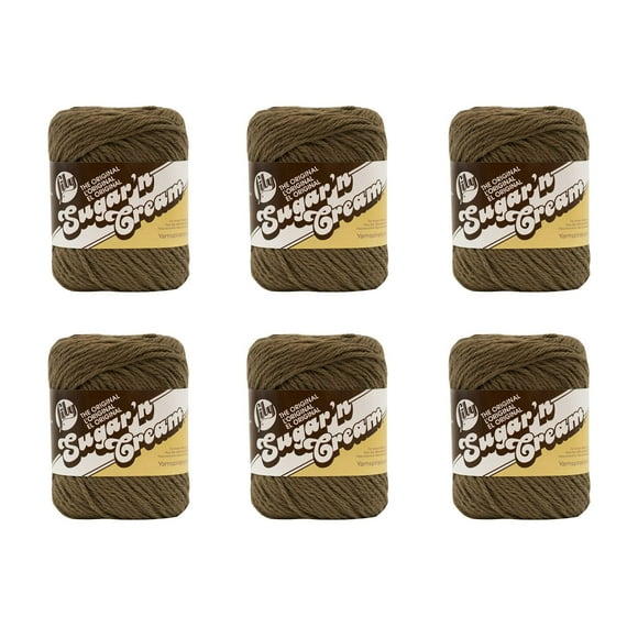 Lily SugarN cream Warm Brown Yarn - 6 Pack of 71g25oz - cotton - 4 Medium (Worsted) - 120 Yards - Knittingcrochet