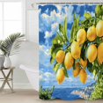 thumbnail image 2 of 54x78 Inch Shower Curtain Decorative Yellow Lemon Bathtub Bath Curtains Fabric Waterproof Bathroom Decor Summer Blue Sky Coastal Scenery Small Stall Shower Curtain Set with 12 Hooks, 2 of 6