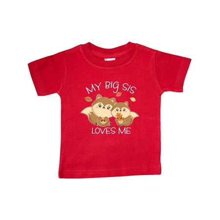 

Inktastic My Big Sis Loves Me with Cute Squirrels in Autumn Gift Baby Boy or Baby Girl T-Shirt