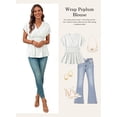 thumbnail image 3 of DOKOTOO Blouses for Women Wrap V Neck Short Sleeve Smocked Waist Peplum Tunic Tops Casual Business Work Shirts, 3 of 7