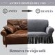 thumbnail image 3 of Funda para Sofá y Sillones Pack de 3 – Tela Seersucker Elástica Antideslizante, Lavable y Transpirable, Cubre Sofá Ajustable para Sala, Protector Decorativo del Hogar (Gris), 3 of 4