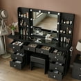 thumbnail image 2 of Yanosaku Vanity With Power Outlet, Vanity Desk With Mirror And 10 LED Lights, 10 Drawers Makeup Vanity With 6 Shelves, Fold-Up Panel, Vanity Table With Chair For Bedroom, 2 of 6