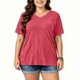thumbnail image 2 of Bixock Plus Size Women Tops Maternity T Shirts Blouse Solid Color V Neck Short Sleeve Loose Breathable Summer Daily Office Top, 2 of 6