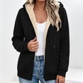thumbnail image 2 of Nfurl Women's Sherpa Fleece Lining Jackets Long Sleeve Zip up Jackets with Hooded and Pockets Warm Fall Winter Coats Black,XXXL, 2 of 6