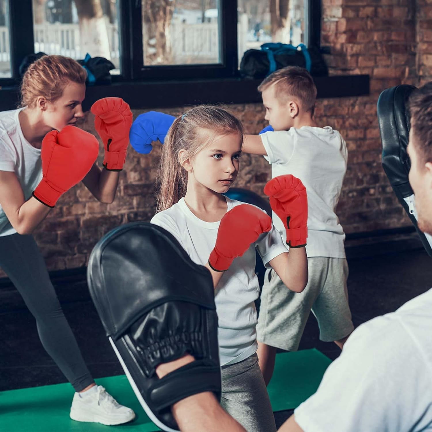 2-Pair Boxing Gloves for Men and Women, Suitable for Beginners and Children, Professional Shockproof Leather Sparring and Training Glove Set