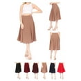 thumbnail image 7 of Women's Solid Flared Lightweight Elastic High Waist Midi A-line Skirt, 7 of 7