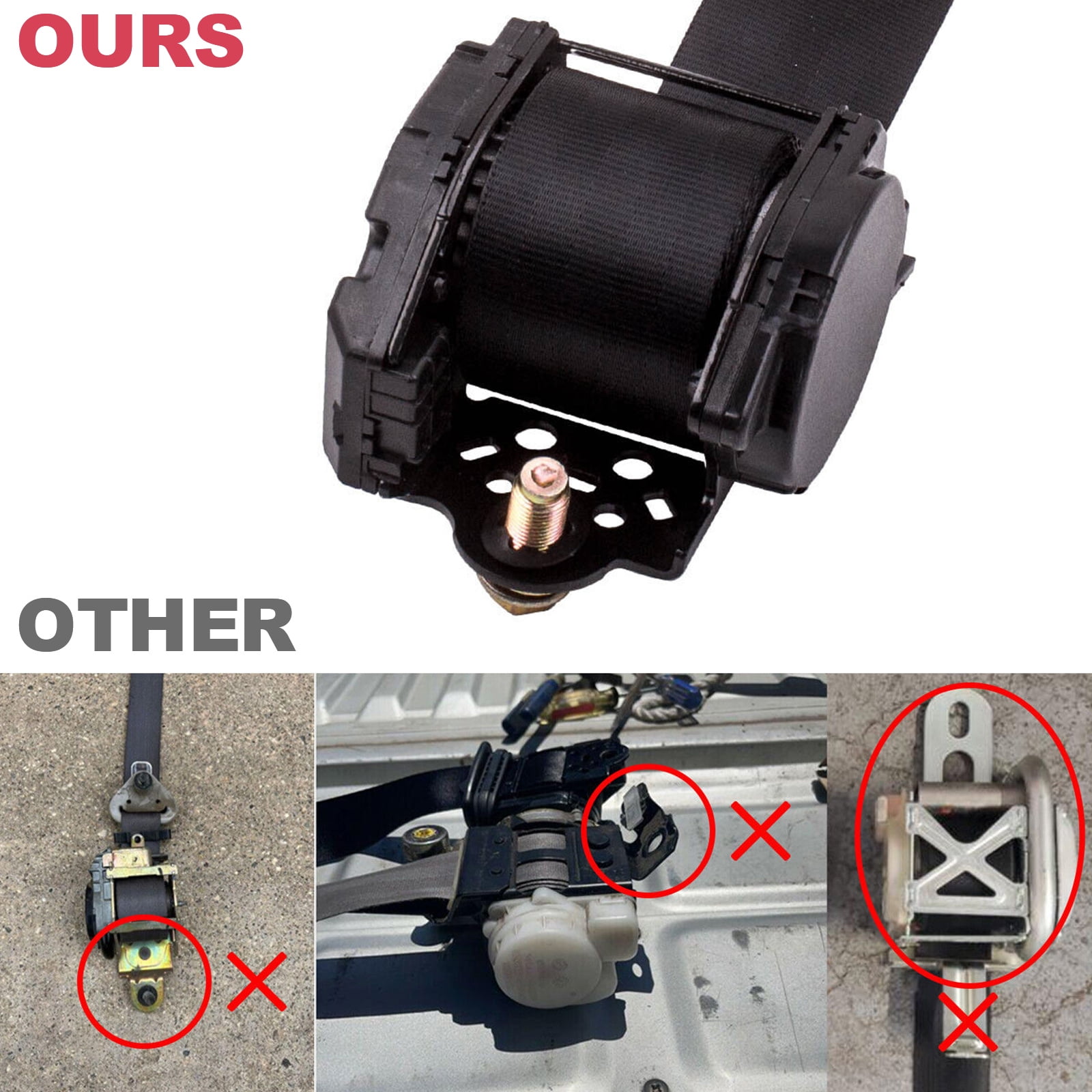 Universal 3 Point Retractable Car Seat Belt Car Safety Belt Automatic Car Front Seat Safety Belt Strap Buckle Kit Adjustable,Black
