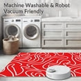 thumbnail image 5 of ODIKA 4'x6' Machine Washable Non-Slip Area Rug, Sun Torii Gateway Motif with Modern Abstract Waves High Traffic Rug with Pad, Red, 555965, 5 of 8