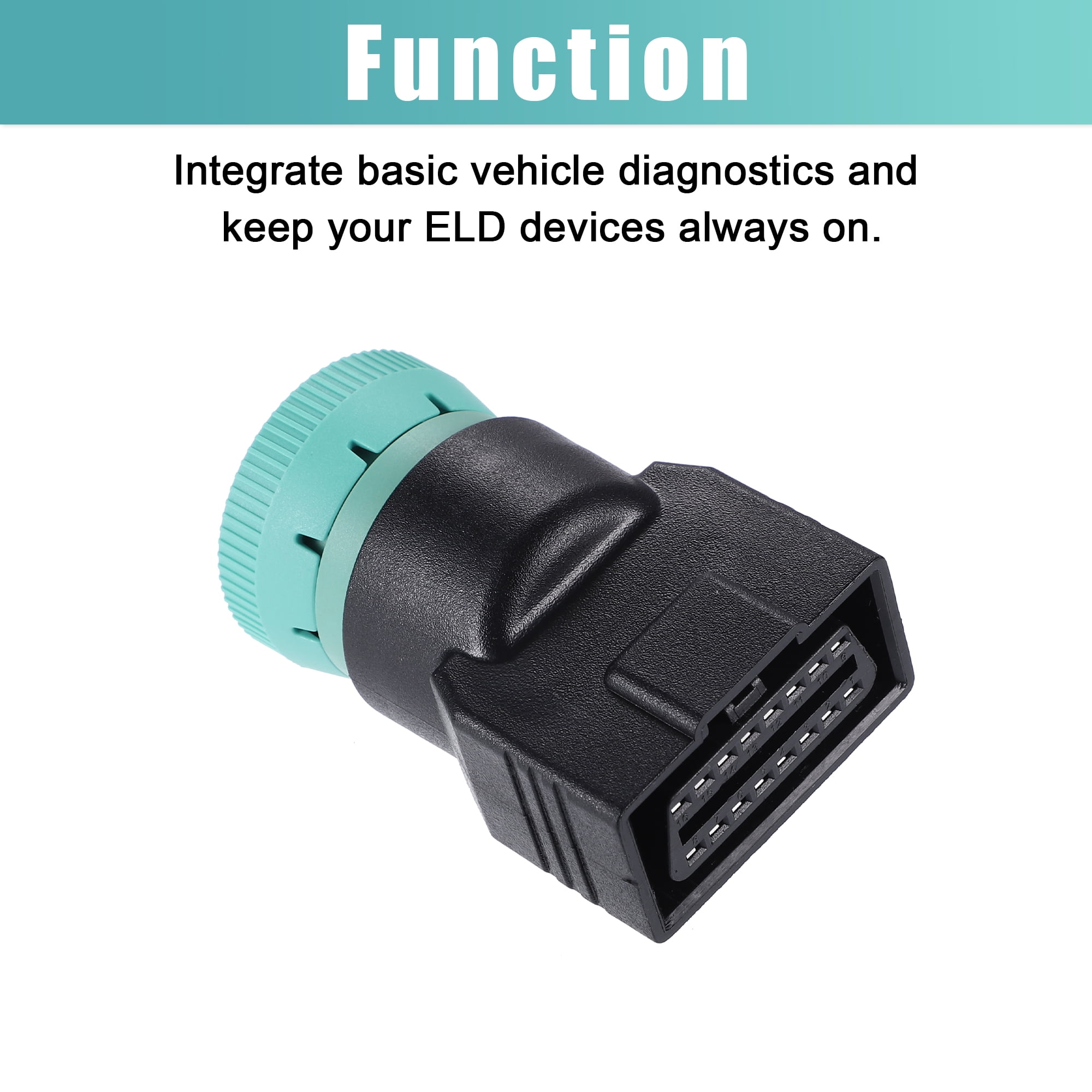 Unique Bargains Type 2 OBD2 Male 9 Pin J1939 to OBD2 16 Pin J1962 Female Adapter
