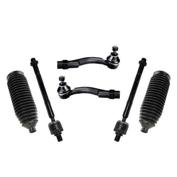 PartsW - 6 Pc Front Tie Rod Ends Inner Outer, Rack and Pinion Bellow Boots, Steering Kit for Hyundai Tucson, Kia Sportage