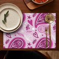 thumbnail image 5 of Set of 4 Flax Paisley Placemats with Heat Resistant Wrinkle Free Finish and Colorful Retro Boho Floral Mandala Art, 5 of 6