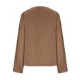 thumbnail image 4 of Blmnix Baggy Button Down Shirts for Women Solid Color Brown Plus Size Blouses for Women Long Sleeve V-Neck Shirts, 4 of 6
