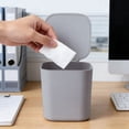 thumbnail image 3 of White Mini Desktop Can with Flip Lid, Cute Compact OdorâProof Wastebasket Recycling Bin, Small Countertop Waste Bin for Makeup, Office Desk, Bedroom Bedside, 4.5Ã4.9Ã4.7in, 3 of 8