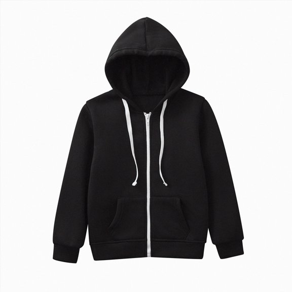 enyan Unisex Boys Girls Jacket Lightweight Zip up Active Hoodie Hooded Sweatshirt Kids Fall Winter Jackets Coat(Black,11-12 Years)