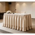 thumbnail image 3 of Khaki Checkered Ruffled Table Skirt, Detachable Wrap‑Around Table Curtain With Fastener Tape, Under‑Table Concealment Cover For Wedding Banquet, Buffet, Party, Podium Decoration (Khaki), 3 of 6