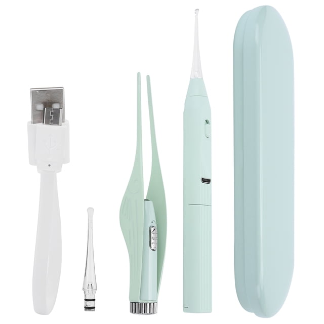 Kit de pinzas para extracción de cera de oídos para niños, herramientas de limpieza luminosas con carga USB
