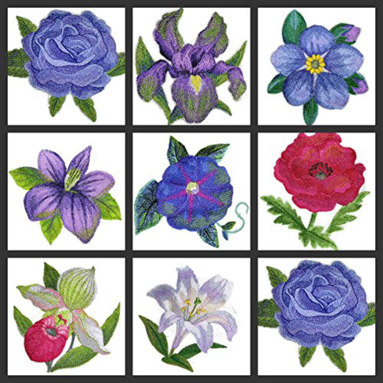 Custom and Unique Water Color Blooms and Butterflies [Watercolor White Lily Bloom] Embroidered Iron on/Sew Patch [5.34" 4.85"]