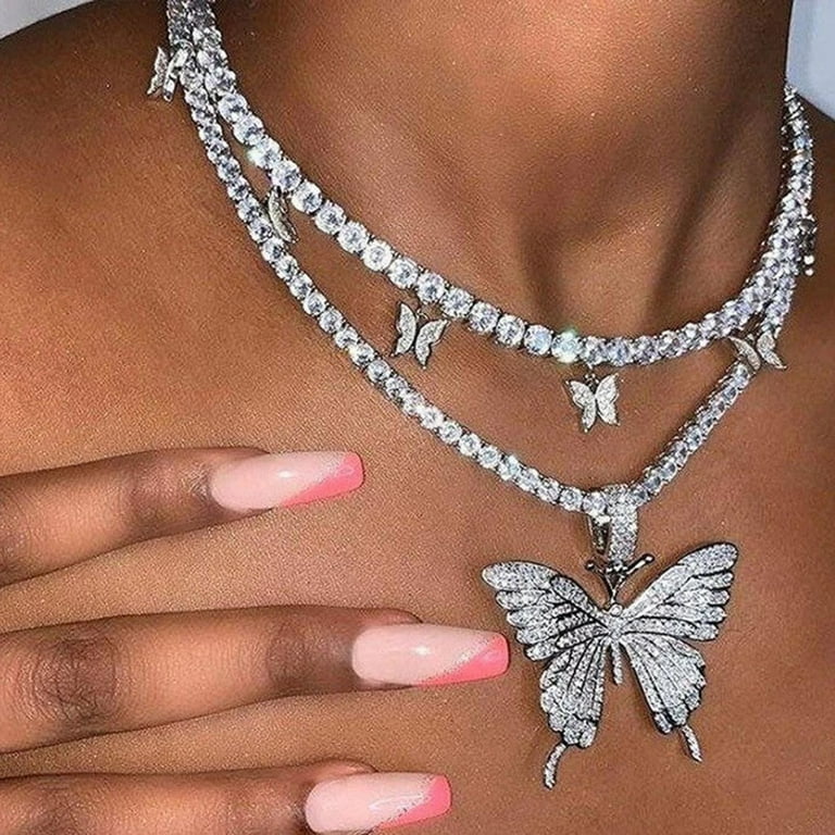 Butterfly sale bling necklace