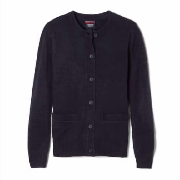 French Toast Girls Plus School Uniform Anti-Pill Crewneck Cardigan Sweater, Sizes 2T-20 & Plus