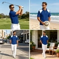 thumbnail image 7 of Fabrcox Men's Polo Shirts Short Sleeve Collared Henley Men's Linen Shirt Lightweight Relaxed Fit Color Block Vacation Athletic Golf Shirts Men Blue XXL, 7 of 7