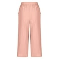 thumbnail image 5 of LEBONYARD Women's Capri Pants-The Latest Trend in Fashion,Women's Fashionable Solid Color Linen Embroidery Flower Loose Casual Trousers Pink XL, 5 of 6