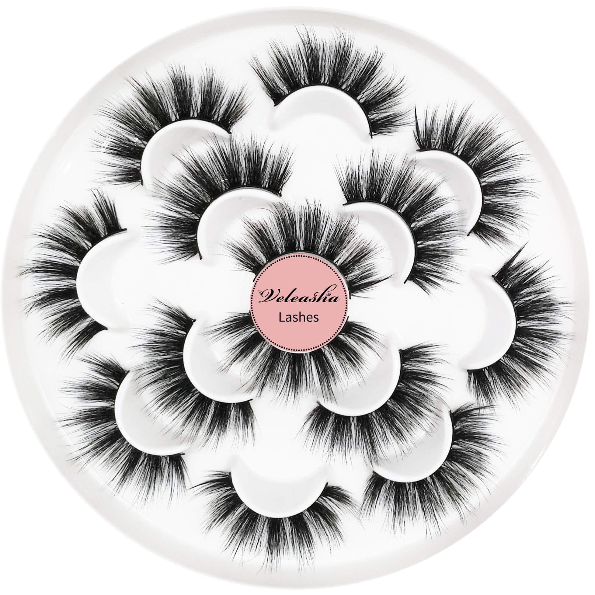 Veleasha 5D Faux Mink Lashes Handmade Luxurious Volume Fluffy Natural