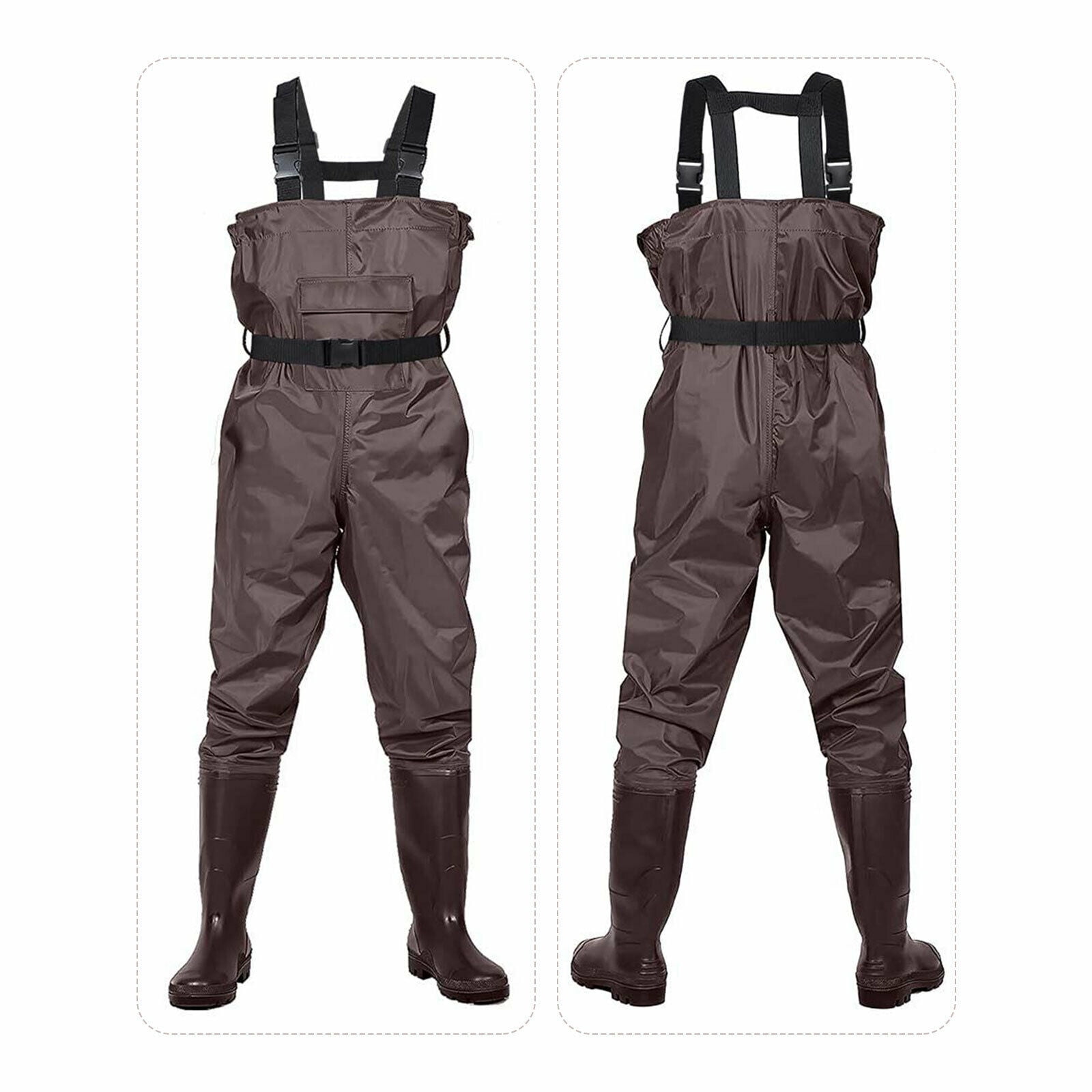 8 Fans Fishing Waders for Men with Boots,Chest bootfoot Waders with Wading Belt Waterproof Insulated Nylon and PVC Cleated Wading Boots Unisex