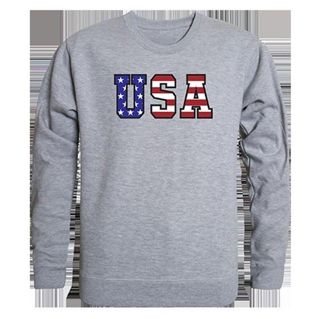 Rapid Dominance RS3-784-HGY-04 Drapeau Texte Graphique Col Rond Sweat-Shirt&44; Gris Bruyère - Extra Large