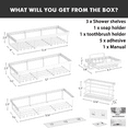 thumbnail image 5 of Dasaka 5 Pack Shower Caddy,12.6 in No Drilling Stainless Steel Adhesive White Shower Shelf, 5 of 6